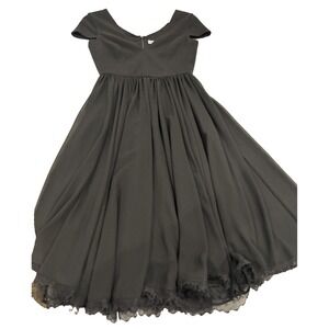 Dress the Population Dress Black XS COREY V-Neck Fit & Flare Chiffon Skirt Midi‎